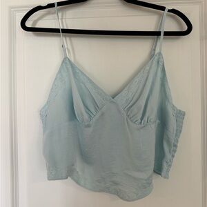 Light blue silky, crop tank top